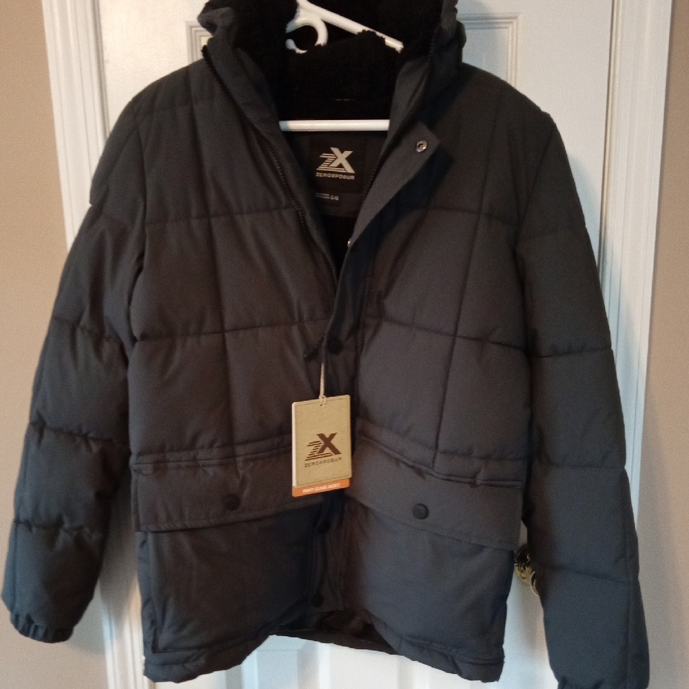ZeroXposur Men's Quilted Black Hooded Puffer Coat